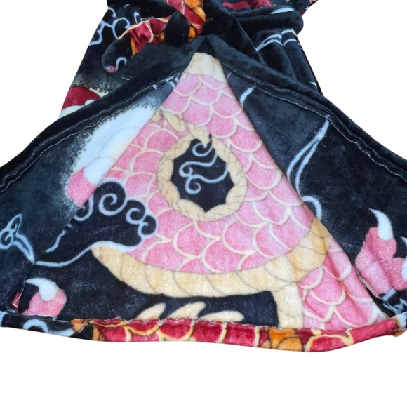 Vintage Men's Japanese Robe Dragons Smoking Robe Hollywood Thick Plush Heavy - Picture 11 of 12